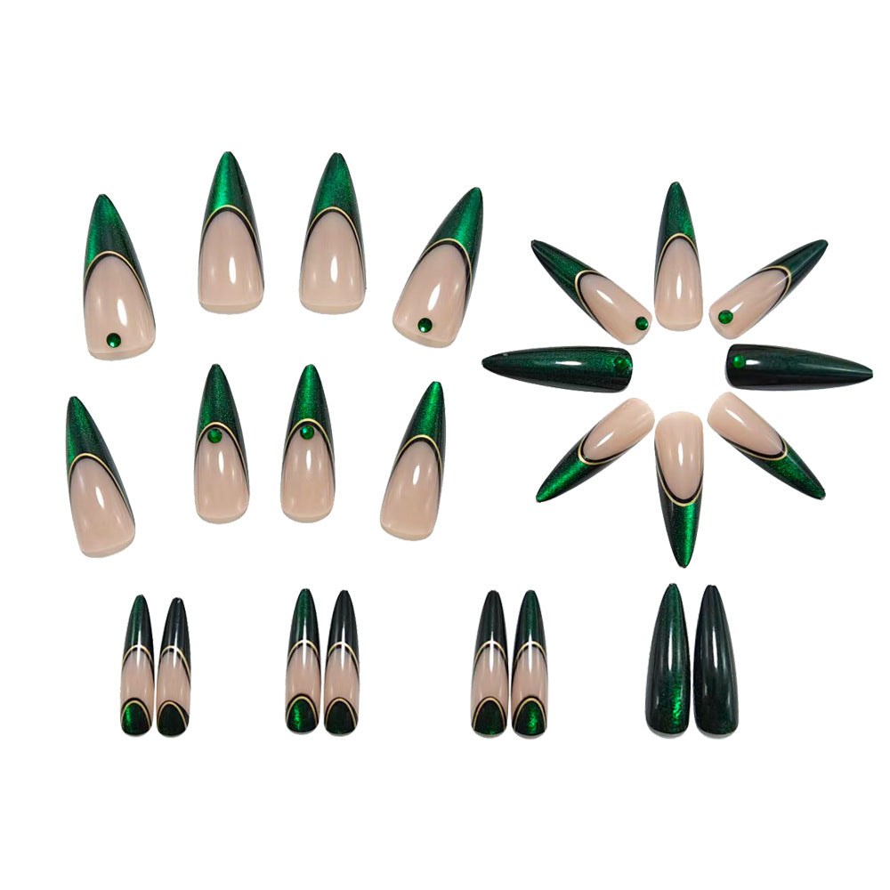 Elegant artificial nails with glitter and metal embellishments Bowlift