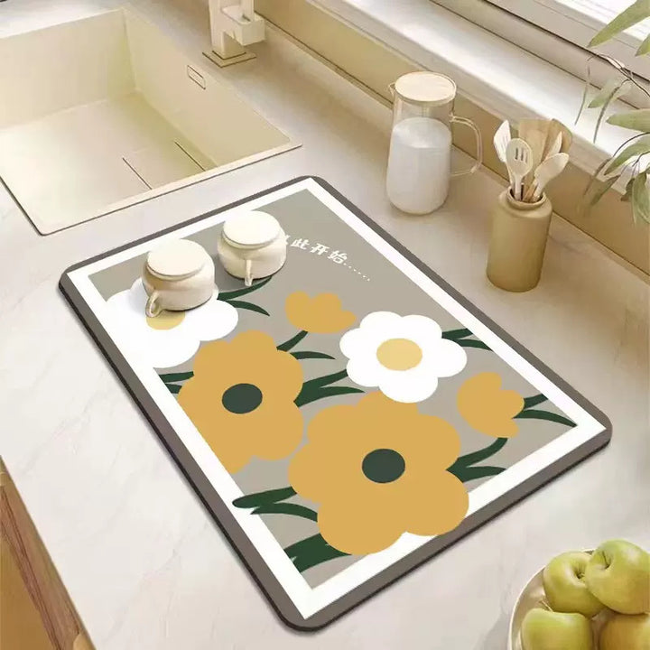 Elegant Floral Kitchen Mat