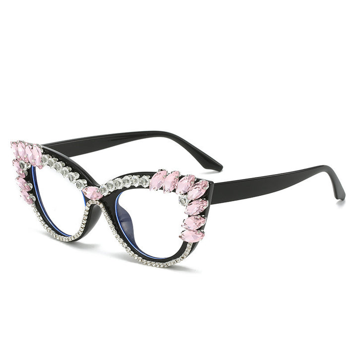 Women's Glamorous Cat-Eye Sunglasses with Crystal Decoration Bowlift