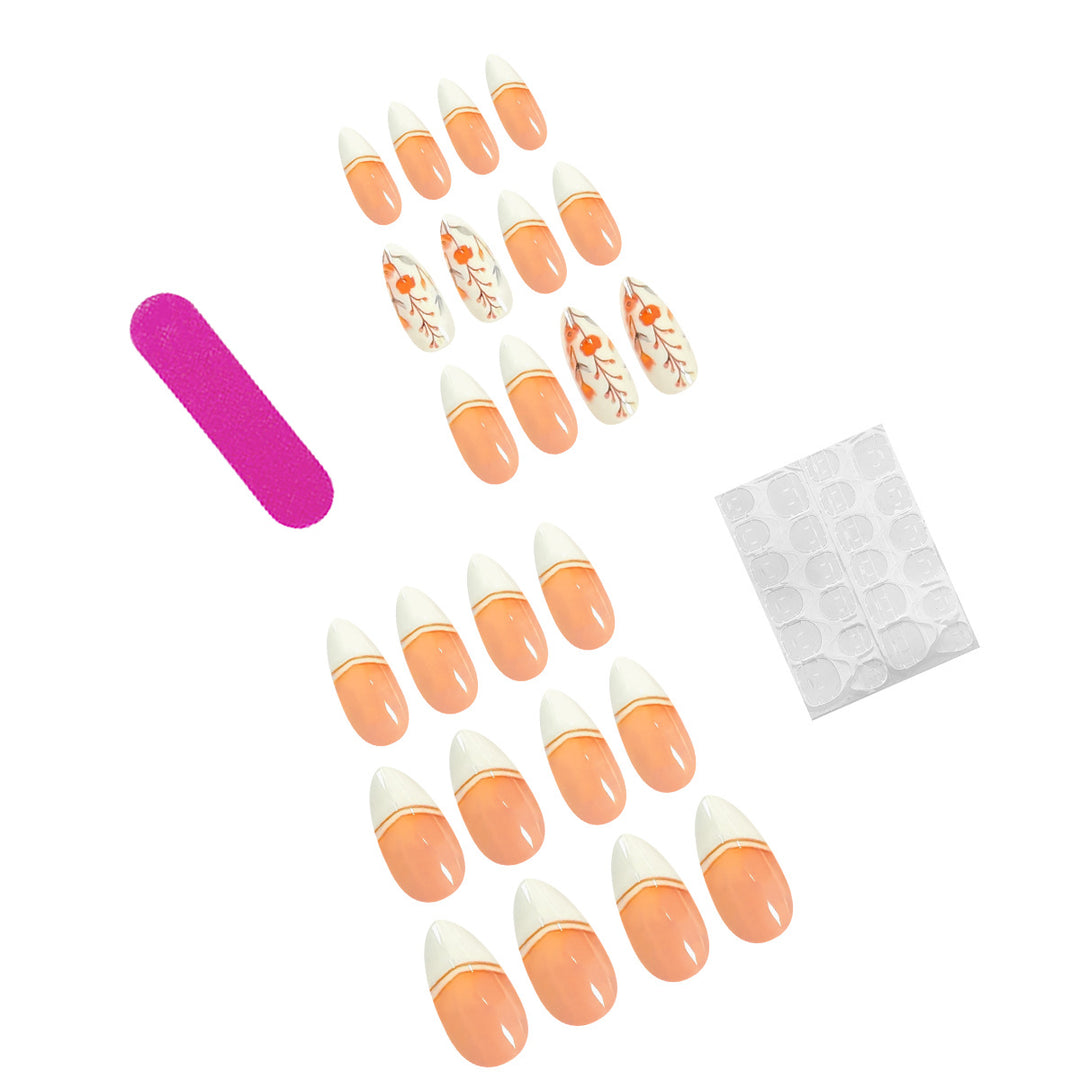 Artificial nails with floral patterns and elegant tips Bowlift