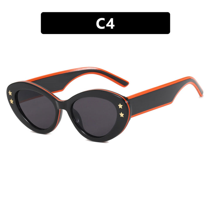 Ladies Cat-Eye Sunglasses with Luxurious Plastic Frame and Decorative Accents Bowlift