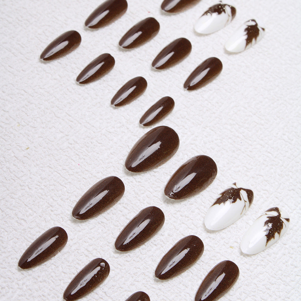 Artistic Leaf-Designed Press-On Nails Bowlift
