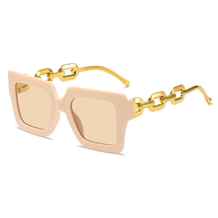 Women's fashionable sunglasses with unique rectangular frame and chain details Bowlift