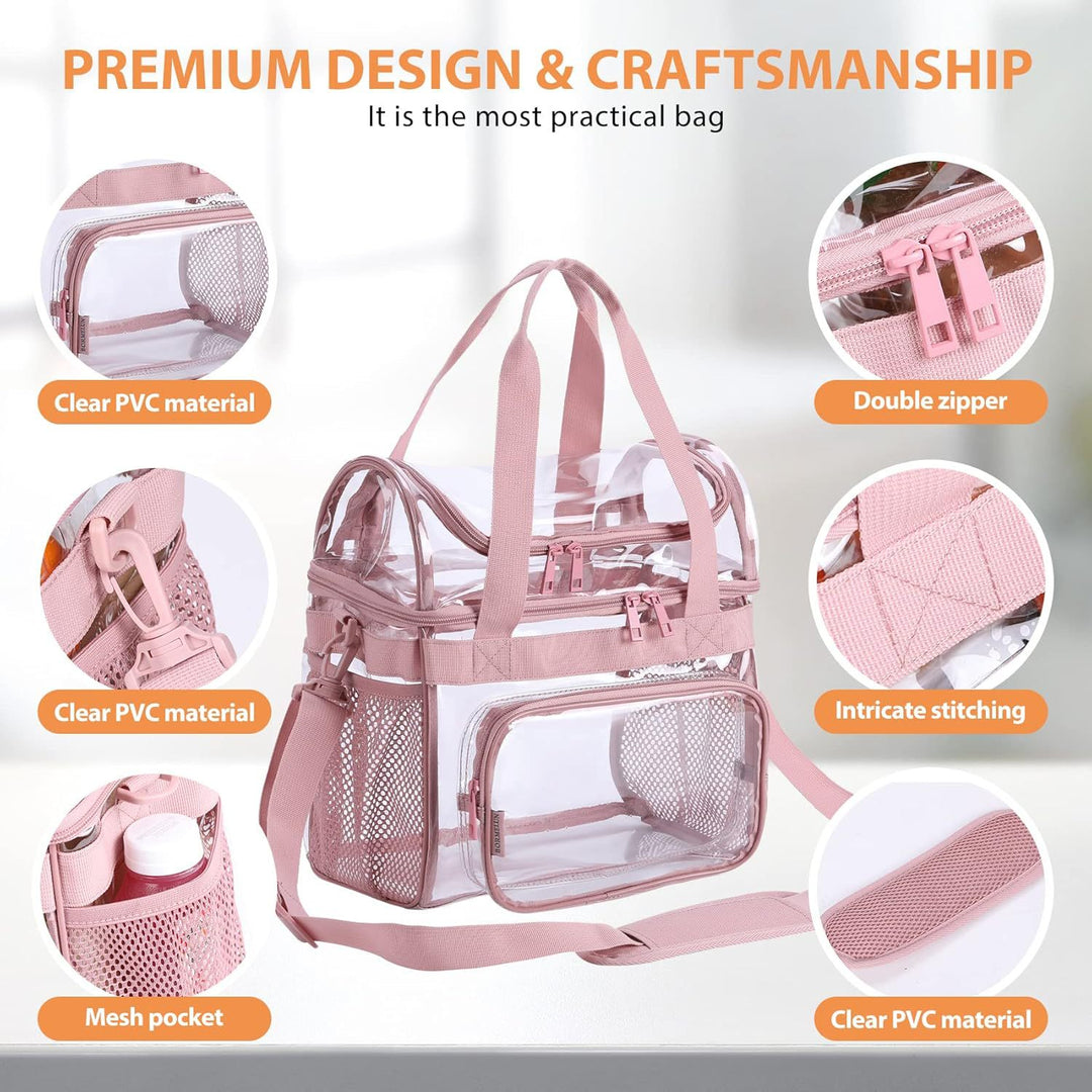 Transparent tote bag with breathable mesh inserts Bowlift