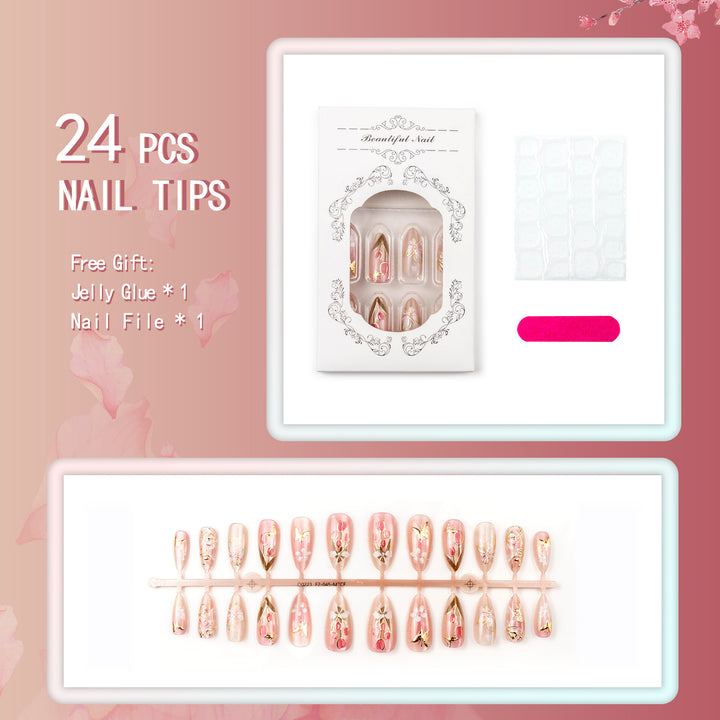 Elegant artificial nails with floral designs Bowlift