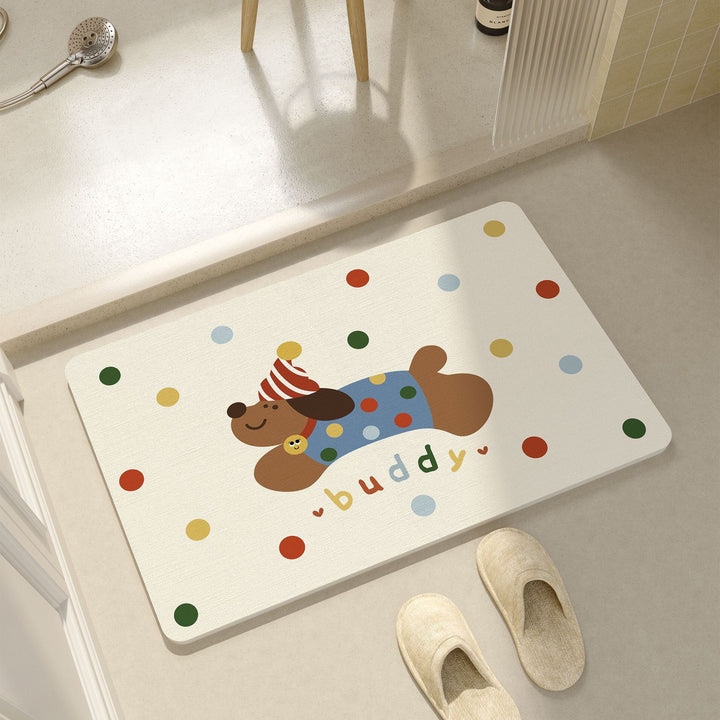 Playful Cartoon Dog-Themed Bath Mat Bowlift