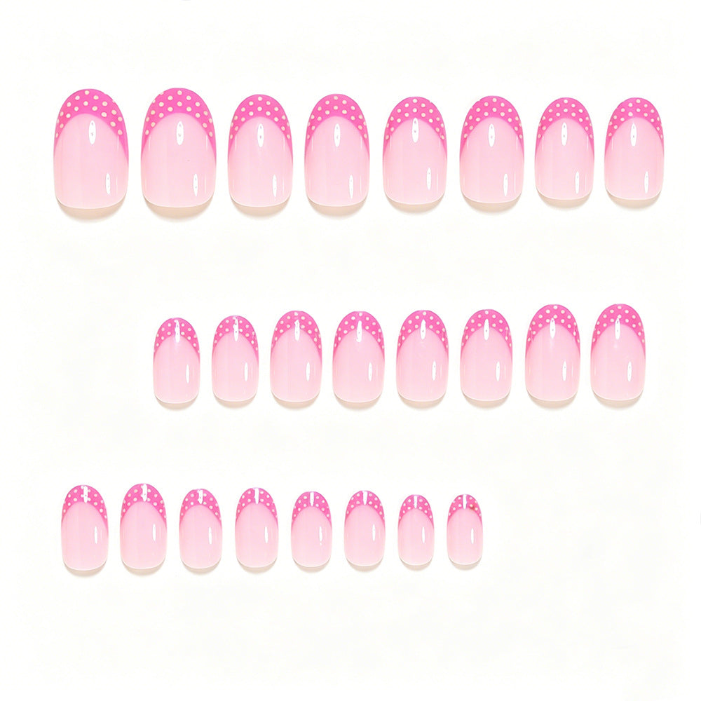 Artistic Polka Dot French Tip Nail Set Bowlift