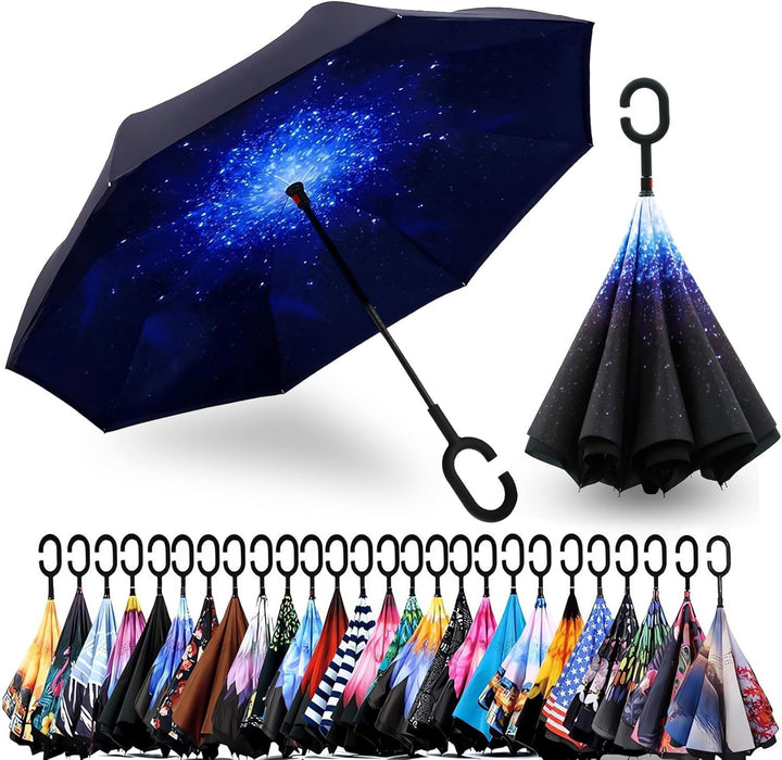 Ladies Automatic Umbrella with Elegant C-Handle Bowlift