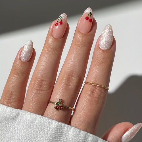 Artful Nail Extensions with Fruity Design Bowlift