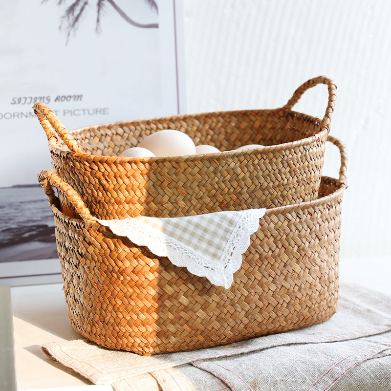 Unisex Handwoven Storage Basket with Practical Carrying Handles Bowlift