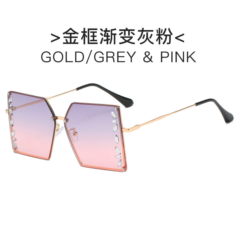 Women's futuristic sunglasses with striking hexagonal frame and high-quality glitter accents Bowlift
