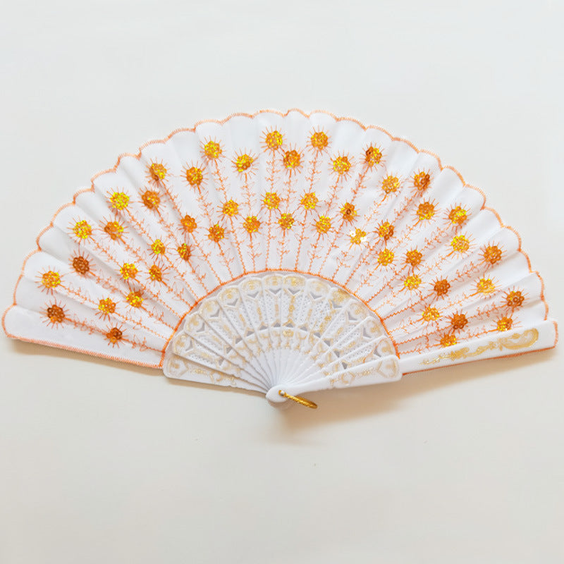 Ladies handcrafted fan with exquisite embroidery Bowlift