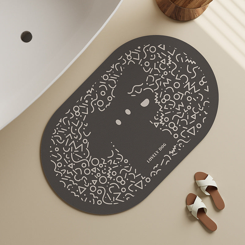 Decorative Dog-Themed Bath Mat Bowlift