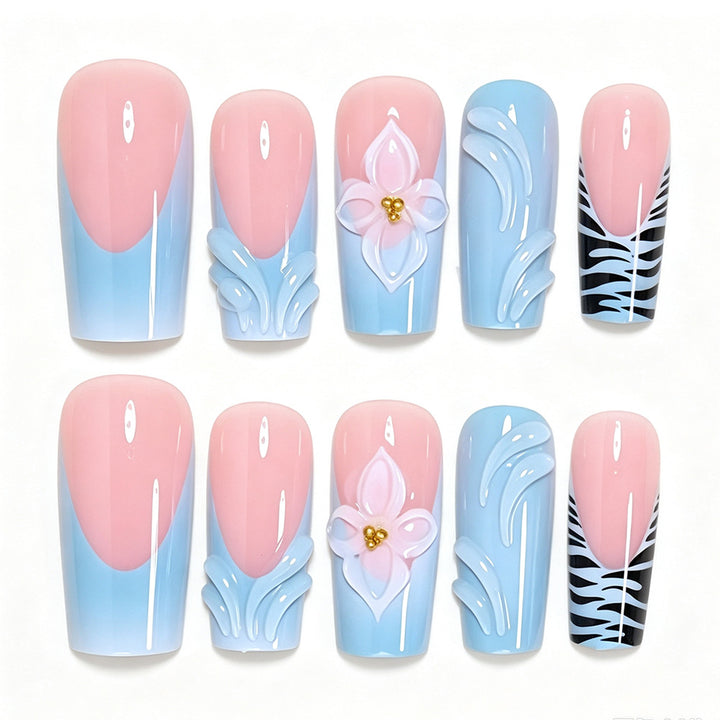 Decorative Long Press-On Nail Art Bowlift