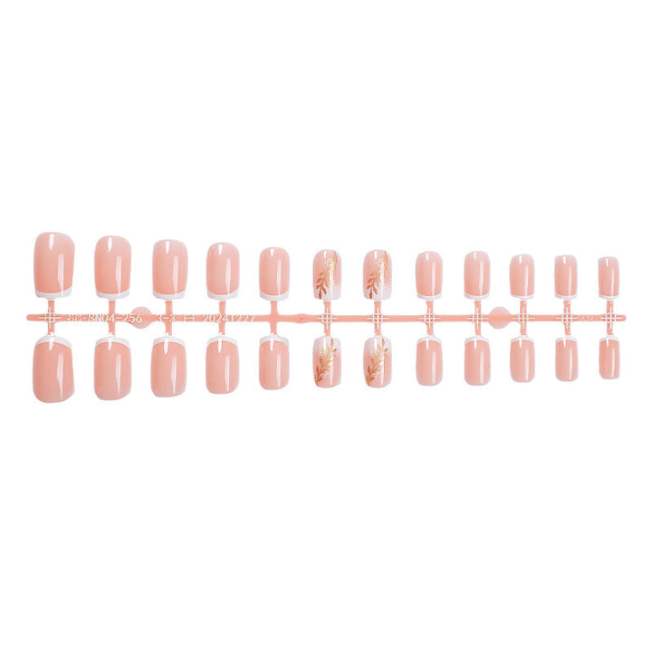Elegant Press-On Nail Set with Floral Accent Design Bowlift