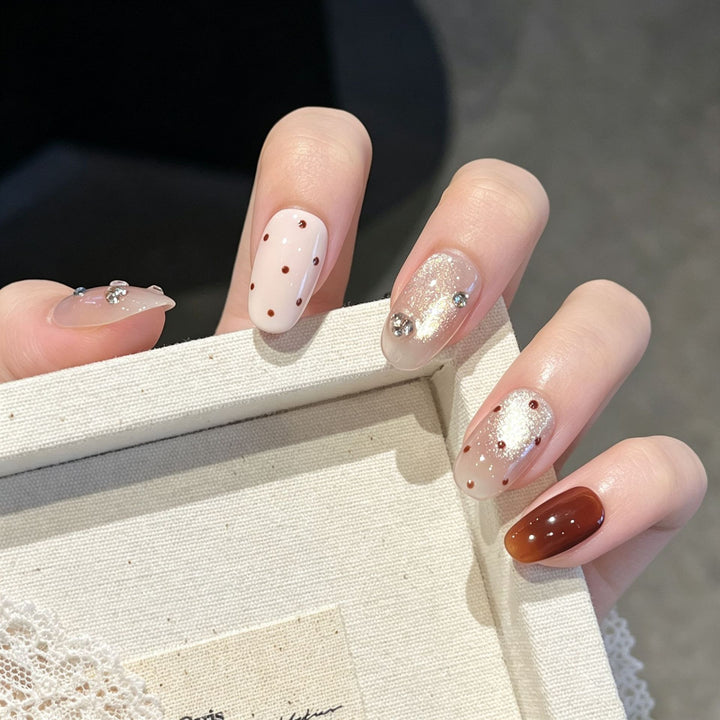 Premium Rhinestone-Embellished Press-On Nail Art Bowlift