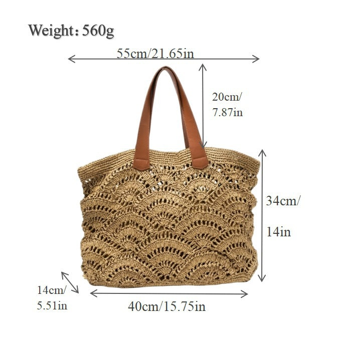 Hand-knotted beach bag with elegant wave design Bowlift