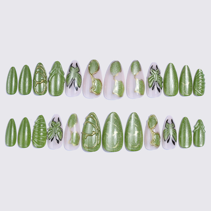 Nature-Inspired Press-On Nail Art Set Bowlift