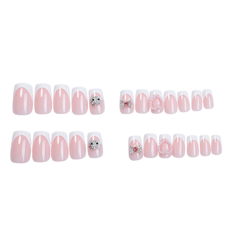 Premium Decorative Press-On Nail Set with Rhinestone and Gem Accents Bowlift