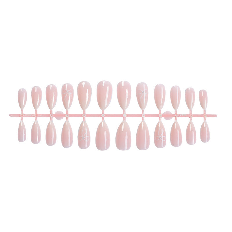 Elegant Press-On Nail Set with Delicate Floral Accents Bowlift