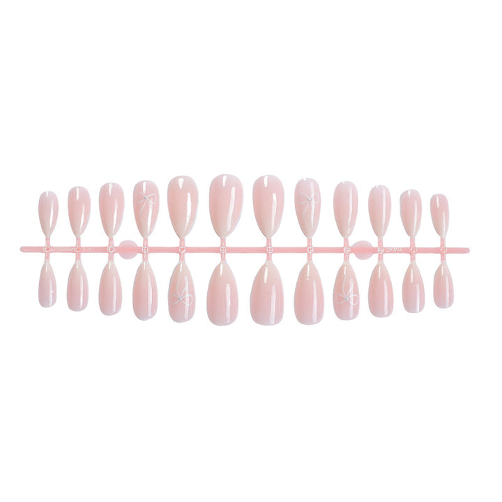 Elegant Press-On Nail Set with Delicate Floral Accents Bowlift
