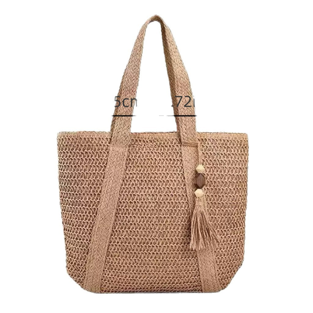 Braided beach bag with fringe detail Bowlift