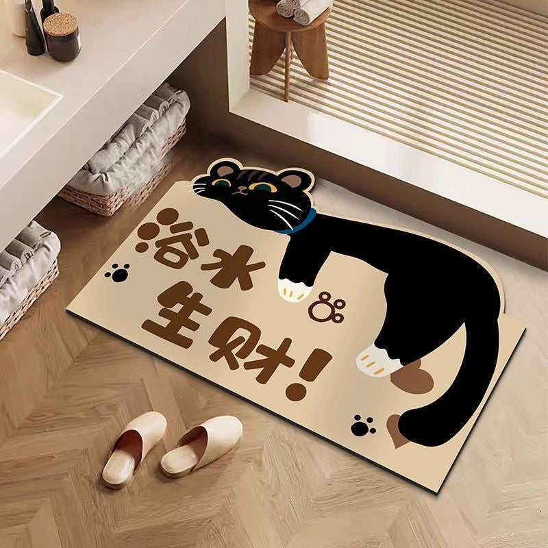 Cat-Themed Cartoon Bath Mat