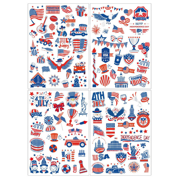 Women's Independence Day patriotic temporary tattoo sheet collection with waterproof skin-safe decals Bowlift