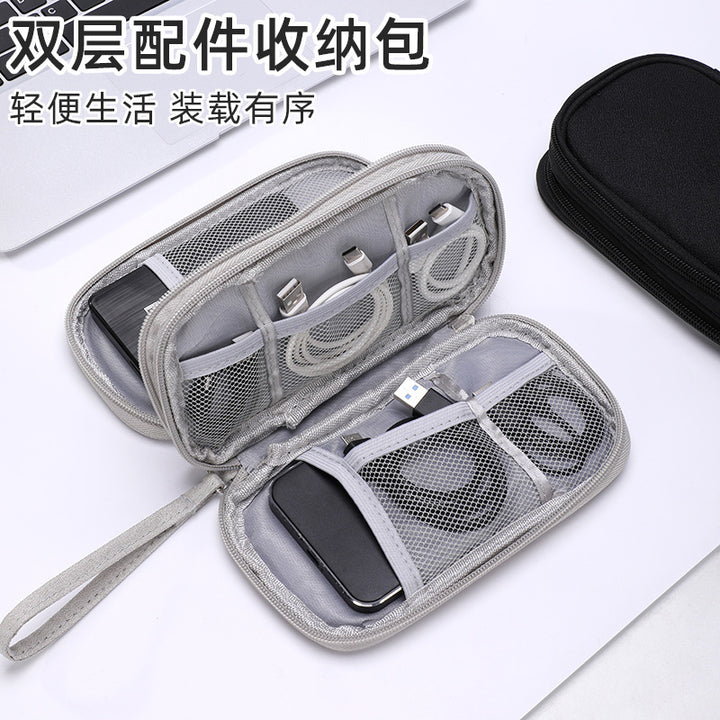 Tech Accessory Organizer Pouch with Mesh Compartments and Elastic Cable Loops Bowlift