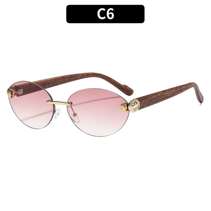 Vintage Oval Frame Sunglasses with Gold Accents