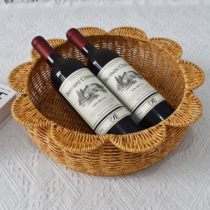 Decorative Woven Flower-Shaped Basket Bowlift