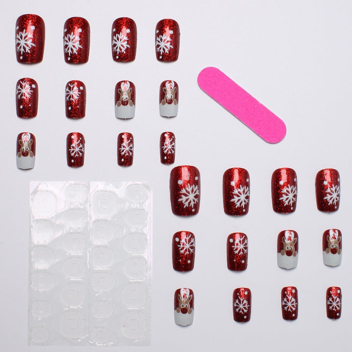 Creative artificial nails with festive reindeer design Bowlift