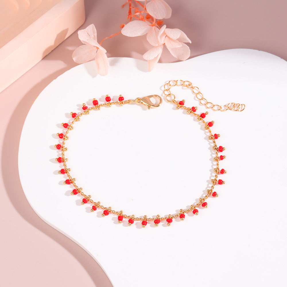Delicate Beaded Ankle Bracelet Bowlift