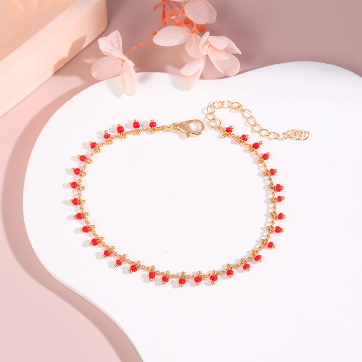 Delicate Beaded Ankle Bracelet Bowlift