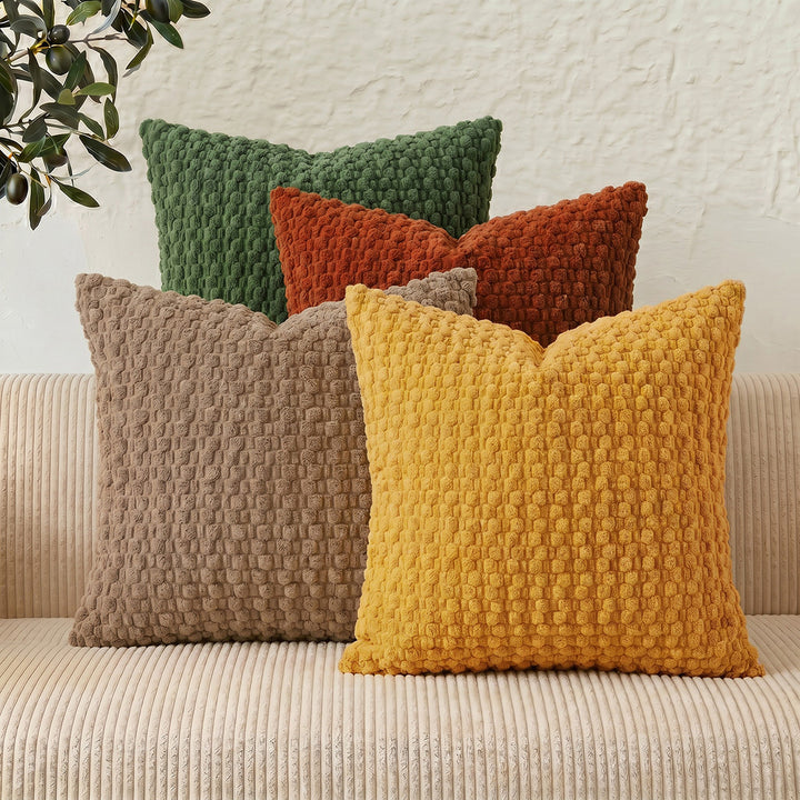 Textured chenille throw pillow with raised bobble weave Bowlift