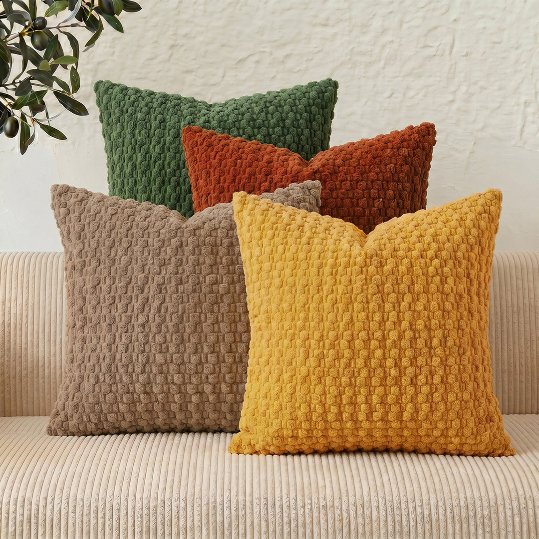 Plush Textured Throw Pillow Cover Bowlift