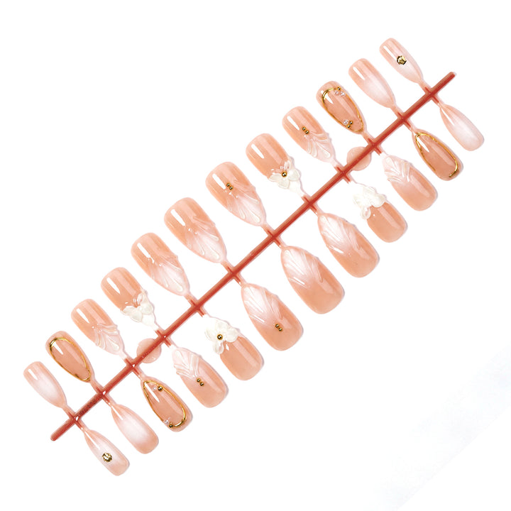 Acrylic nail set with floral and elegant embellishments Bowlift