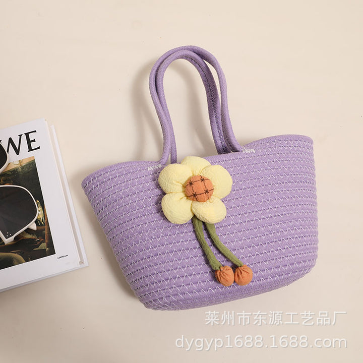 Handcrafted basket bag with floral accents Bowlift