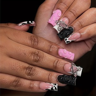Creative 3D Bow and Pearl Nail Extensions Bowlift