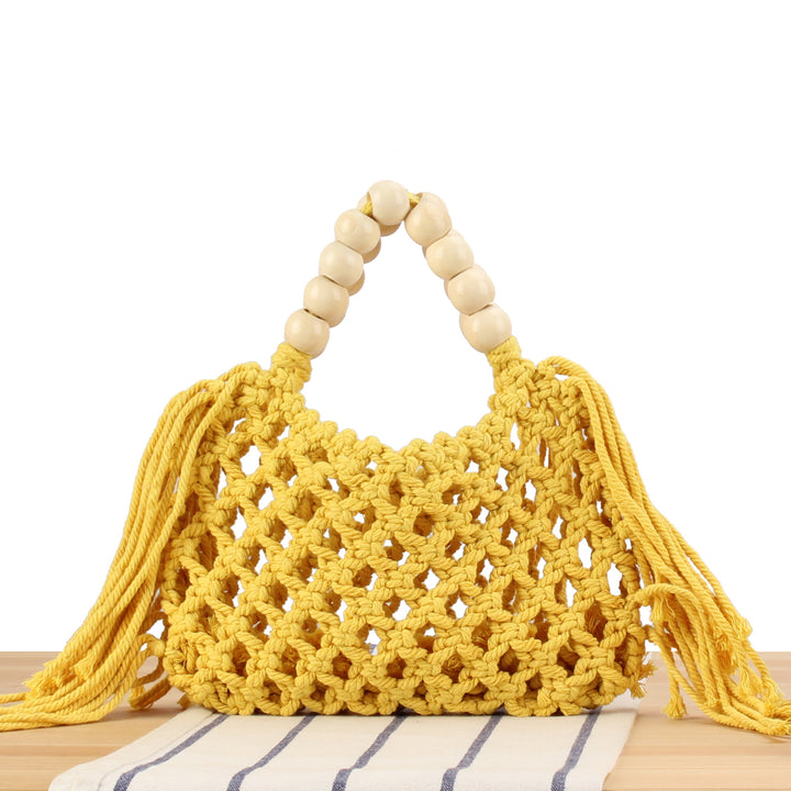 Macrame Handbag with Wooden Handles Bowlift