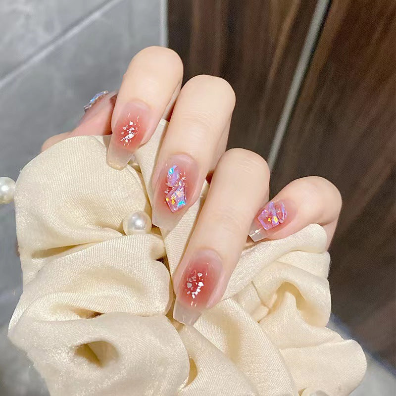 Artistic acrylic nails with glitter elements Bowlift
