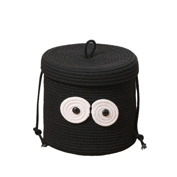 Women's Round Storage Basket with Lid and Eye Design Bowlift