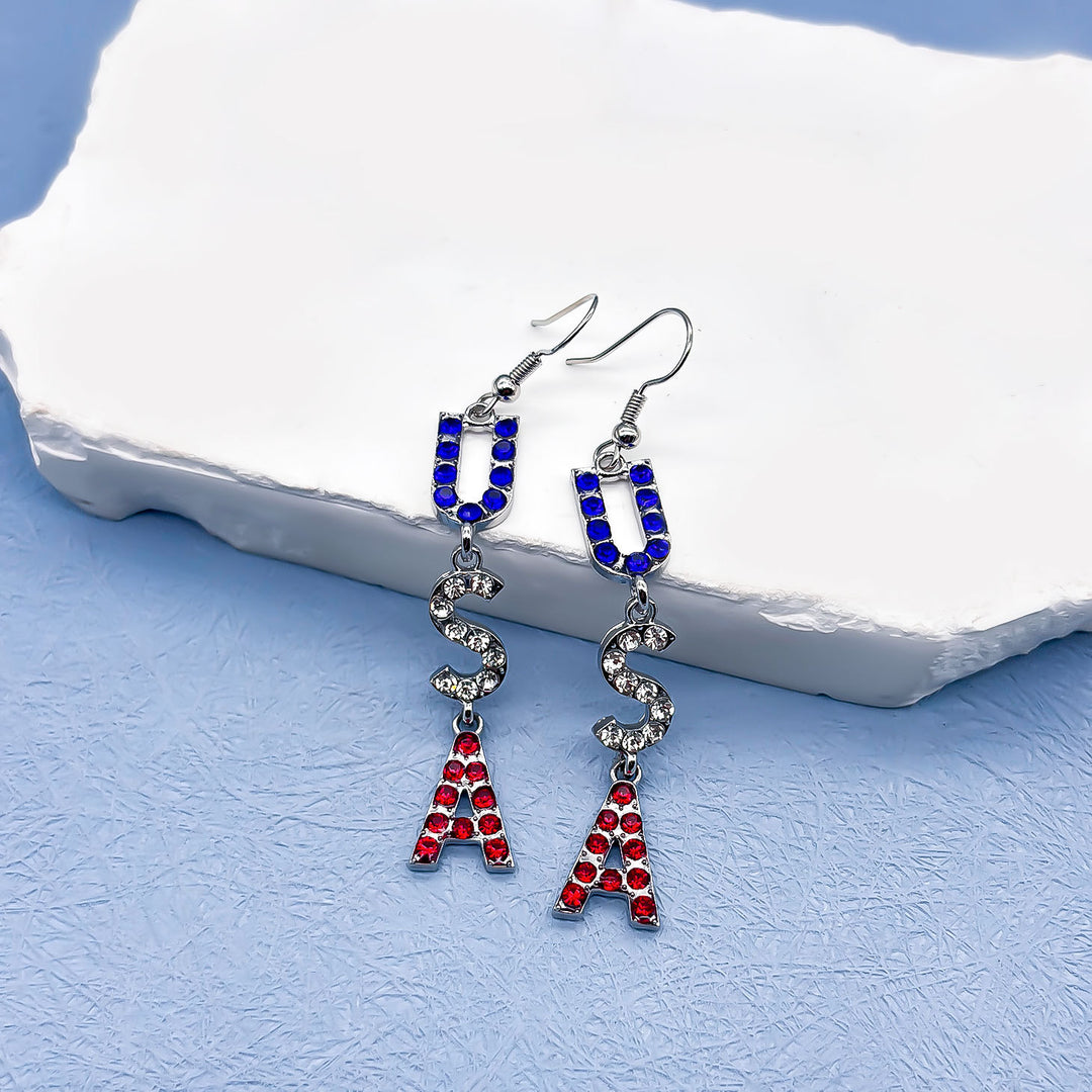 Women nan long layered tassel earrings made of mesh with stripe star pattern Bowlift