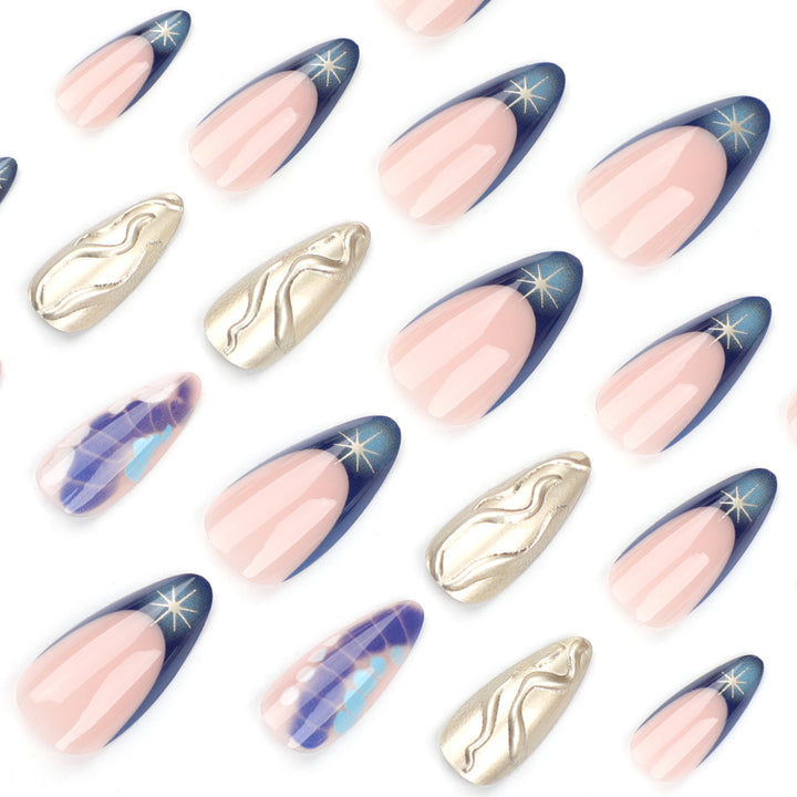 Artful stiletto nails with glitter and extraordinary design Bowlift