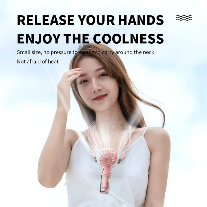 Cooling compact rechargeable folding misting handheld fan with transparent water reservoir detachable base and four speed brushless motor Bowlift