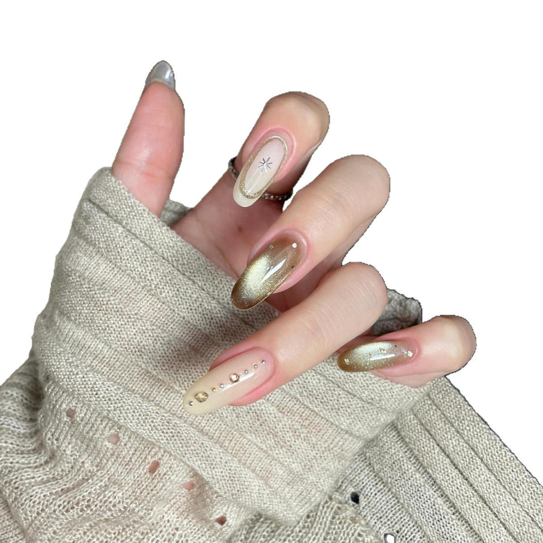 Artificial nails with glitter and star design Bowlift