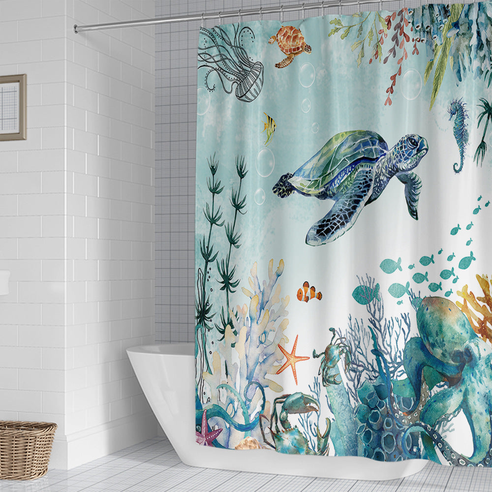 Coastal Pattern Shower Curtain Bowlift