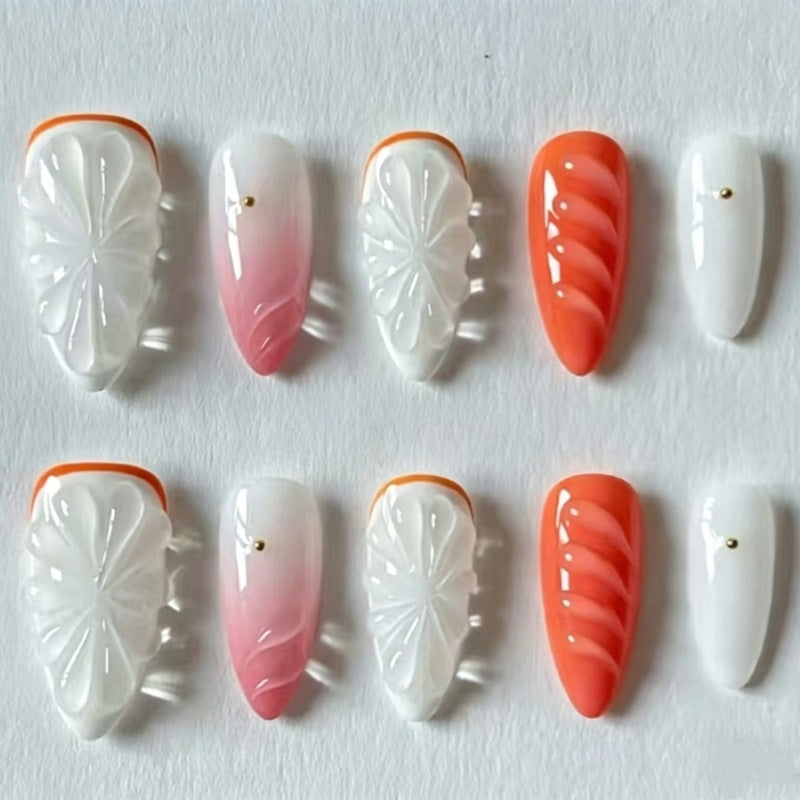 Nature-Themed Artistic Press-On Nail Set Bowlift