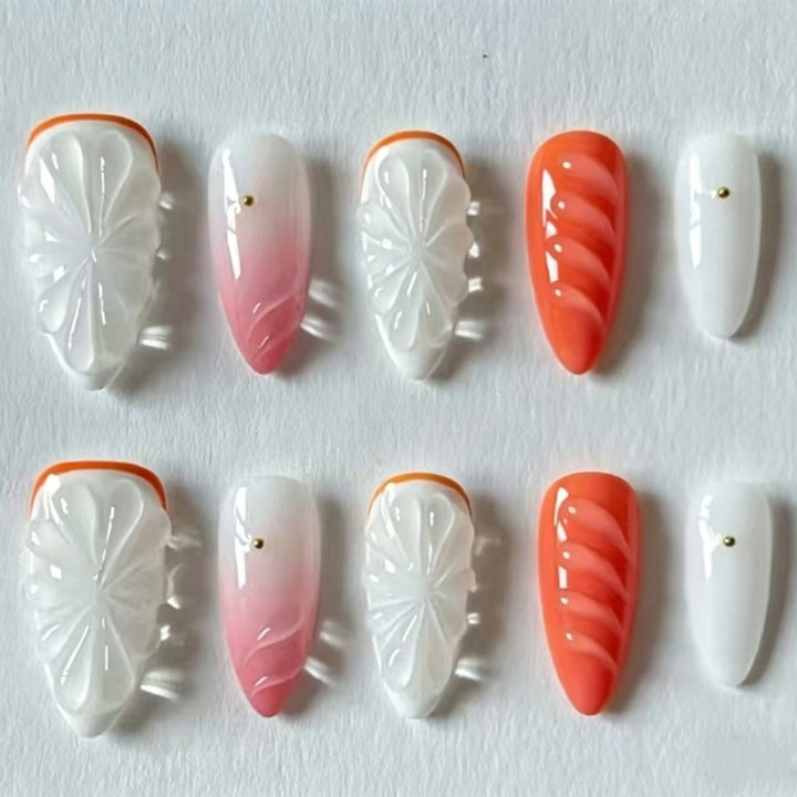 Nature-Themed Artistic Press-On Nail Set Bowlift