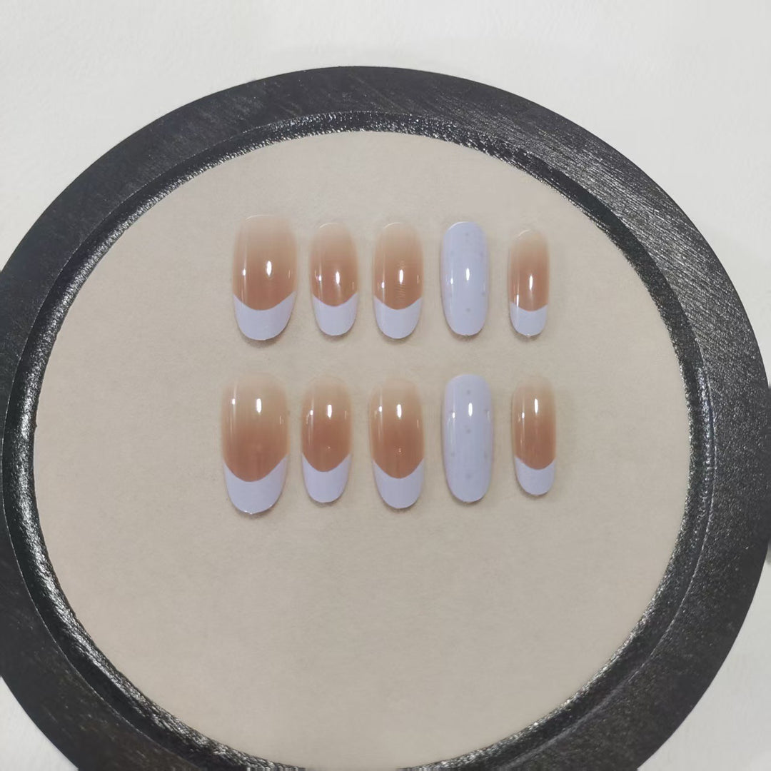 Elegant French Tip Press-On Nail Set Bowlift